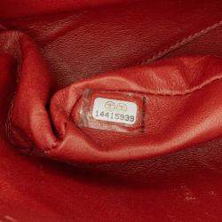 Pre Owned Chanel Red Medium Classic Caviar Double Flap