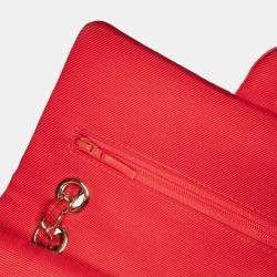 Pre Owned Chanel Red Medium Classic Velvet Double Flap
