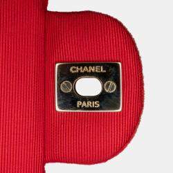 Pre Owned Chanel Red Medium Classic Velvet Double Flap