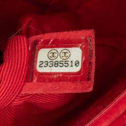 Pre Owned Chanel Red Medium Classic Velvet Double Flap