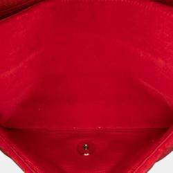 Pre Owned Chanel Red Medium Classic Velvet Double Flap