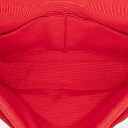 Pre Owned Chanel Red Medium Classic Velvet Double Flap