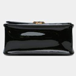 Pre Owned Chanel Black Mini Quilted Patent Graphic Catch Flap