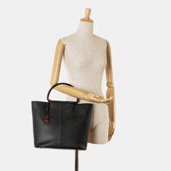 Pre Owned Chanel Black Caviar Tortoise Top Handle Tote