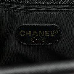 Pre Owned Chanel Black Caviar Tortoise Top Handle Tote