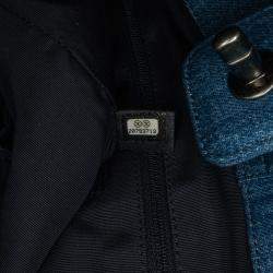 Pre Owned Chanel Blue Large Fringed Denim Shopping Tote