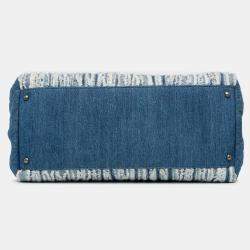 Pre Owned Chanel Blue Large Fringed Denim Shopping Tote