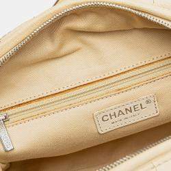 Pre Owned Chanel Brown Goatskin Square Stitch Essential Bowler