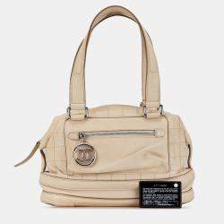 Pre Owned Chanel Brown Goatskin Square Stitch Essential Bowler