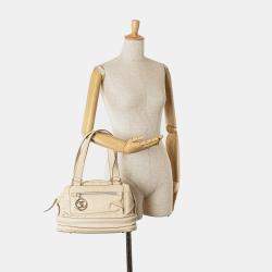 Pre Owned Chanel Brown Goatskin Square Stitch Essential Bowler