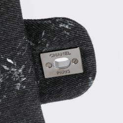 Pre Owned Chanel Black Medium Denim Double Flap