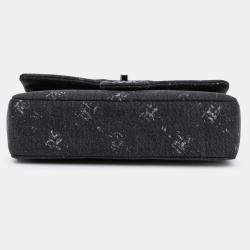 Pre Owned Chanel Black Medium Denim Double Flap