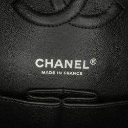 Pre Owned Chanel Black Medium Denim Double Flap