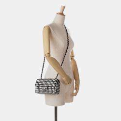 Pre Owned Chanel White Mini Rectangular Classic Ribbon Tweed Double Flap