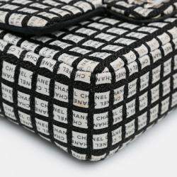 Pre Owned Chanel White Mini Rectangular Classic Ribbon Tweed Double Flap