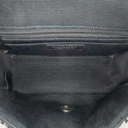 Pre Owned Chanel White Mini Rectangular Classic Ribbon Tweed Double Flap