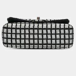 Pre Owned Chanel White Mini Rectangular Classic Ribbon Tweed Double Flap