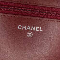 Pre Owned Chanel Red Quilted Aged Calfskin Gabrielle Wallet on Chain