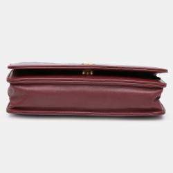 Pre Owned Chanel Red Quilted Aged Calfskin Gabrielle Wallet on Chain