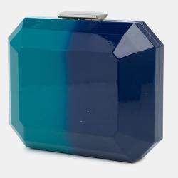 Pre Owned Chanel Blue CC Ombre Acrylic Clutch on Chain