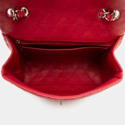 Pre Owned Chanel Red Jumbo Classic Caviar Single Flap