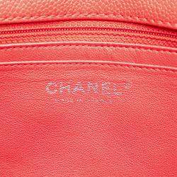 Pre Owned Chanel Red Jumbo Classic Caviar Single Flap