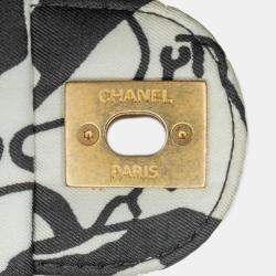 Pre Owned Chanel Black/White Mini Printed Canvas Deer Coco Flap