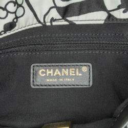 Pre Owned Chanel Black/White Mini Printed Canvas Deer Coco Flap