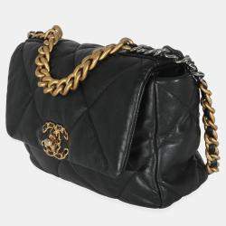 Pre Owned Chanel Black Quilted Lambskin Small Chanel 19 Flap Bag