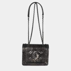 Pre Owned Chanel Silver Ombre Python Antico Flap Bag