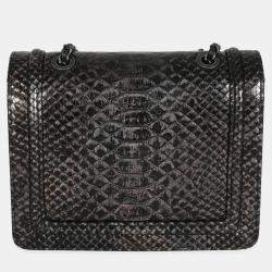 Pre Owned Chanel Silver Ombre Python Antico Flap Bag