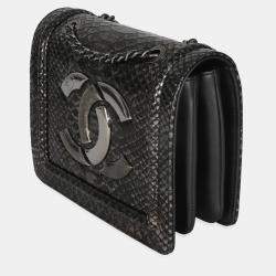 Pre Owned Chanel Silver Ombre Python Antico Flap Bag
