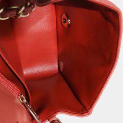 Pre Owned Chanel Coral Chevron Calfskin Quilted Mini Square Flap Bag