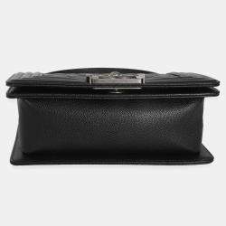 Pre Owned Chanel Black Quilted Caviar Small Boy Handbag