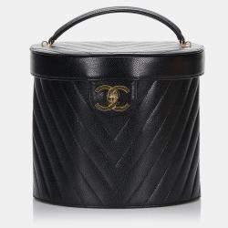 Pre Owned Chanel Black CC Caviar Leather Vanity Bag