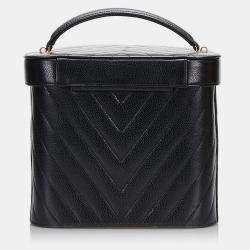 Pre Owned Chanel Black CC Caviar Leather Vanity Bag