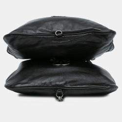 Pre Owned Chanel Black CC Calfskin Dual Twin Chain Handbag