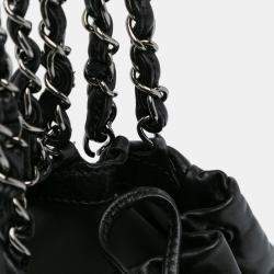 Pre Owned Chanel Black CC Calfskin Dual Twin Chain Handbag