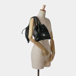 Pre Owned Chanel Black CC Calfskin Dual Twin Chain Handbag