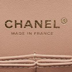 Pre Owned Chanel Beige Quilted Suede Medium Classic Double Flap Bag