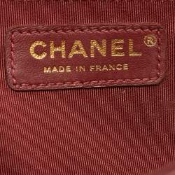 Pre Owned Chanel Burgundy Quilted Leather Medium Boy Flap Bag