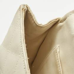 Pre Owned Chanel Off White Quilted Satin Vintage Flap bag