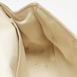 Pre Owned Chanel Off White Quilted Satin Vintage Flap bag