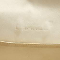 Pre Owned Chanel Off White Quilted Satin Vintage Flap bag