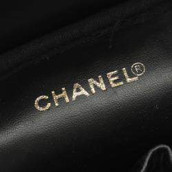 Pre Owned Chanel Coco Mark Vanity Handbag Leather Grained Calfskin Black