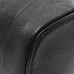 Pre Owned Chanel Coco Mark Vanity Handbag Leather Grained Calfskin Black