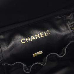 Pre Owned Chanel Coco Mark Vanity Handbag Leather Grained Calfskin Black