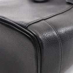 Pre Owned Chanel Coco Mark Vanity Handbag Leather Grained Calfskin Black