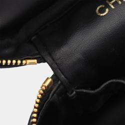Pre Owned Chanel Coco Mark Vanity Handbag Leather Grained Calfskin Black