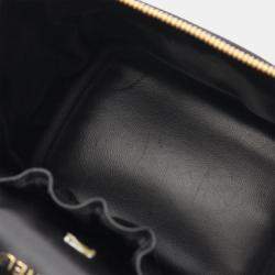 Pre Owned Chanel Coco Mark Vanity Handbag Leather Grained Calfskin Black